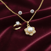 Tessara Gold-Plated Translucent Stone Floral & Solitaire Set