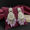 Tessara Silver Kundan Teardrop Danglers with Lavender Beads