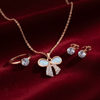 Tessara Rose Gold-Plated Translucent Stone Bow & Zirconia Pendant Set
