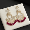 Tessara Gold Kundan Pearl Chandbali with Rani Pink Beads