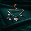 Tessara Rose Gold-Plated Zirconia Floral & Solitaire Set