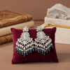 Tessara Silver Kundan Chandeliers with Rama Green Beads