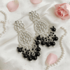 Tessara Silver-Plated Kundan Dangler Earrings with Black Beaded Tassels