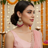 Tessara Gold Kundan Pearl Chandbali with Rani Pink Beads