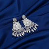 Tessara Silver-Plated Kundan & Pearl Drop Earrings in White