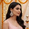 Tessara Silver Kundan Chandeliers with Wine Beads
