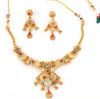 Multi Stone Floral Design Traditional Jewellery Necklace with Earrings Set