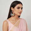 Tessara Silver-Plated Multicolor Meenakari Chandbali Hoop Earrings