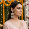 Tessara Gold-Plated Kundan Chandelier Earrings with Purple Beads