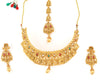 Traditional Multi Stone Golden Pearl Wedding Jewellery Necklace with Earring & Maangtika Set