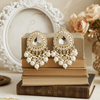 Tessara Gold Kundan & Pearl Danglers with Pearl Fringe