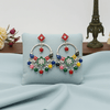 Tessara Silver-Plated Multicolor Meenakari Chandbali Hoop Earrings