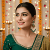 Tessara Silver-Plated Multicolor Meenakari Earrings with Green Beaded Tassels