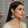 Tessara Gold-Plated Kundan Chandbali Earrings with Mehendi Green Beads