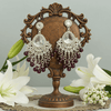 Tessara Silver-Plated Kundan Chandelier Earrings with Wine Beaded Tassels
