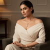 Tessara Gold-Plated White AD-Studded Geometric Pearl Pendant