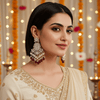 Tessara Silver Kundan Chandeliers with Wine Beads