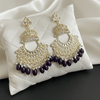 Tessara Gold Kundan Tiered Chandbali with Black Beads