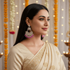 Tessara Silver-Plated Kundan Chandbali Earrings with Lavender Beads