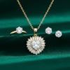 Tessara Gold-Plated Zirconia Heart & Solitaire Pendant Set