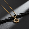 Tessara Gold-Plated Black & White AD-Studded Floral Pendant