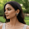 Tessara Silver-Plated Zirconia Heart & Hexagonal Earrings