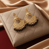 Tessara Gold Kundan Pearl Chandbali with Mehendi Green Beads