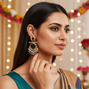 Tessara Gold-Plated Carved Stone & Pearl Drop Earrings in Black
