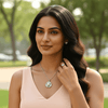 Tessara Sterling Silver Pearl & Zirconia Floral Pendant Set