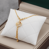 Tessara Gold-Plated Zirconia Floral & Multicolor Dangler Pendant
