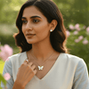 Tessara Gold-Plated Translucent Stone Butterfly Pendant Set