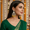 Tessara Silver Kundan Chandeliers with Yellow Beads