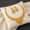Exquisite Traditional Gold-Plated Necklace & Earrings Set – Heritage Elegance - by Tessara