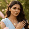 Tessara Gold-Plated Pearl & Zirconia Floral Pendant Set
