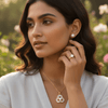 Tessara Gold-Plated Zirconia Floral & Solitaire Pendant Set