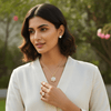 Tessara Gold-Plated Translucent Stone Floral & Solitaire Set