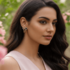Tessara Gold-Plated Zirconia Heart & Hexagonal Earrings