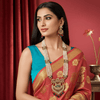 Tessara Copper Gold-plated Green, Red Jewel Set