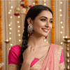 Tessara Silver-Plated Kundan Drop Earrings with Wine Beaded Fringe