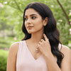 Tessara Gold-Plated Translucent Stone Heart & Zirconia Pendant Set