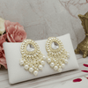 Tessara Gold Kundan & Pearl Danglers with Pearl Fringe