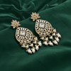 Tessara Gold-Plated Kundan & Pearl Teardrop Earrings in White