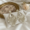 Tessara Silver-Plated Kundan & Pearl Chandelier Earrings in White