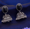 Navratri Ethnic Silver Oxidised Traditional Kundan & Stone Jhumka Earrings