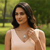 Tessara Sterling Silver Pearl & Zirconia Floral Pendant Set
