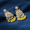 Tessara Gold-Plated Kundan & Pearl Chandbali Earrings with Yellow Beads