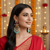 Tessara Gold-Plated Multicolor Meenakari Earrings with Sea Green Beaded Tassels