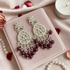 Tessara Silver Kundan Teardrop Danglers with Wine Beads