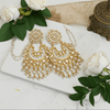 Tessara Gold-Plated Kundan & Pearl Chandbali Earrings in White