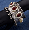 Oxidised Antique Adjustable Kundan Bracelet Kada